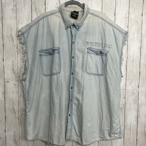 Sports Gallery Sleeveless Denim Cutoff Button Down Laconia Bike Week 2007 Shirt